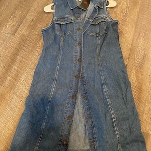 Sleeveless denim button down dress